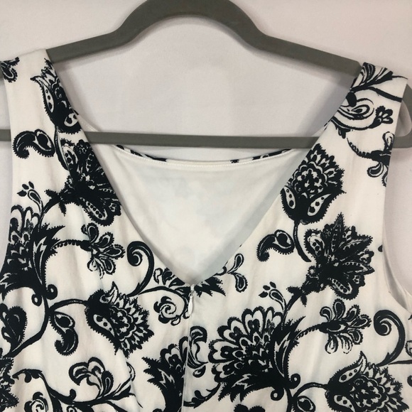 Tiana B Sundress Neutral Floral V Back Inset Stripes Pleated Skirt - Picture 3 of 10